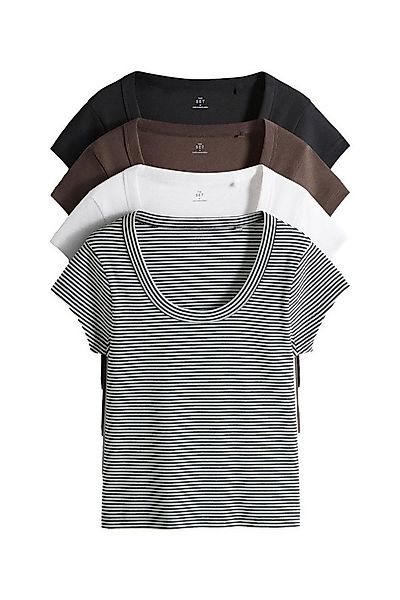 The Set T-Shirt The Set Oberteile mit U-Ausschnitt, 4er-Pack (4-tlg) günstig online kaufen