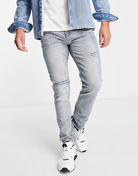 River Island – Locker geschnittene Skinny-Jeans in Blau-Schwarz günstig online kaufen