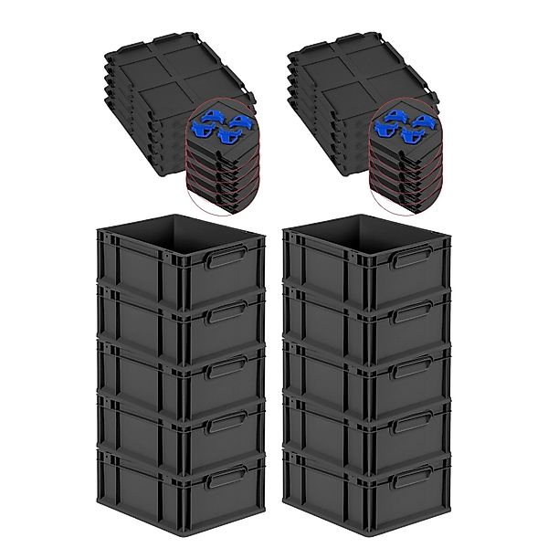 PROREGAL SuperSparSet 10x Eurobox Nextgen Grip Mit Auflagedeckel Und Blauen günstig online kaufen