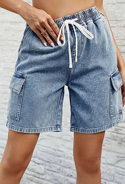 SEGUEN Jeansshorts Gewaschene elastische Taille fünf Denim-Shorts (Modische günstig online kaufen