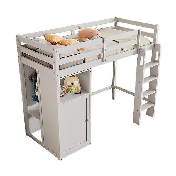 TavilaEcon Hochbett Kinderbett mit Kleiderschrank und Regalen, Liegefläche günstig online kaufen