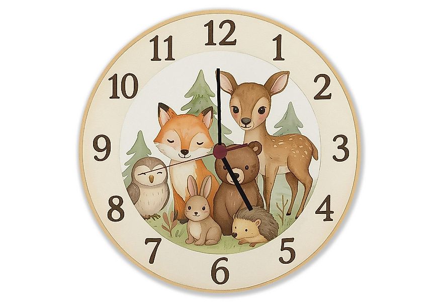 speecheese Wanduhr Waldtiere Aquarellstil Wanduhr aus MDF für Tierliebhaber günstig online kaufen