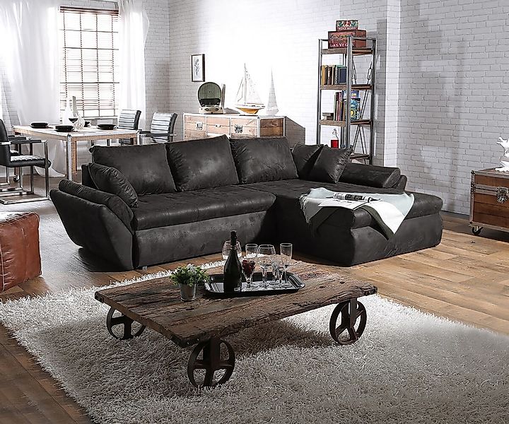 Ecksofa Loana 275x185 cm Anthrazit Ottomane variabel günstig online kaufen