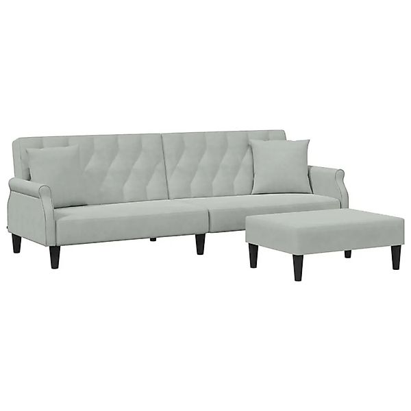 vidaXL Schlafsofa 2-Sitzer mit Kissen und Fußhocker Hellgrau Samt 3216219 günstig online kaufen