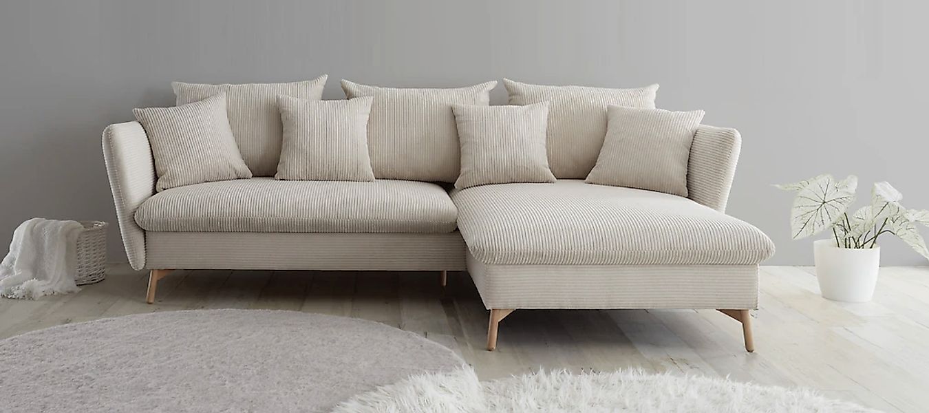 OTTO home Ecksofa "MERLE, 258 cm, L-Form, traumhafter Cord," mit Bettfunkti günstig online kaufen