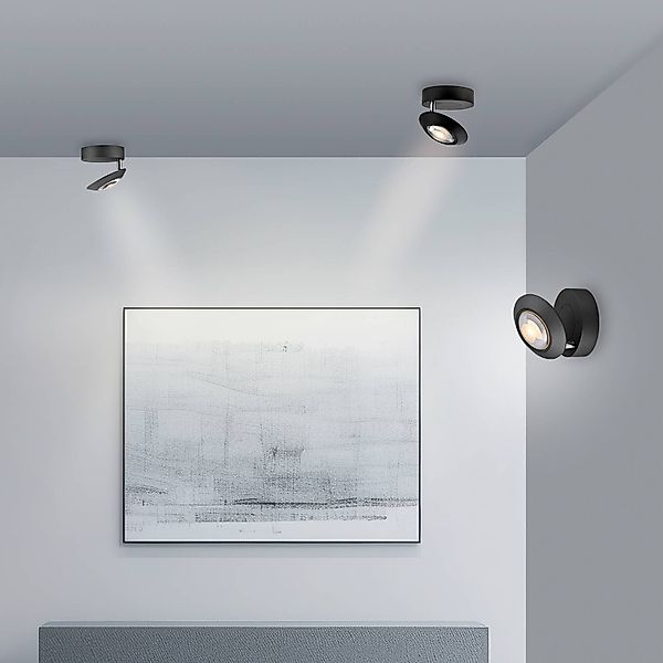 PURE LED-Deckenlampe Oculis, schwarz, Ø 15 cm, Eisen/Glas günstig online kaufen