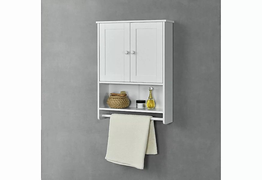 en.casa Hängeschrank »Steyr« Badschrank 65x49x15cm mit Handtuchhalter Weiß günstig online kaufen