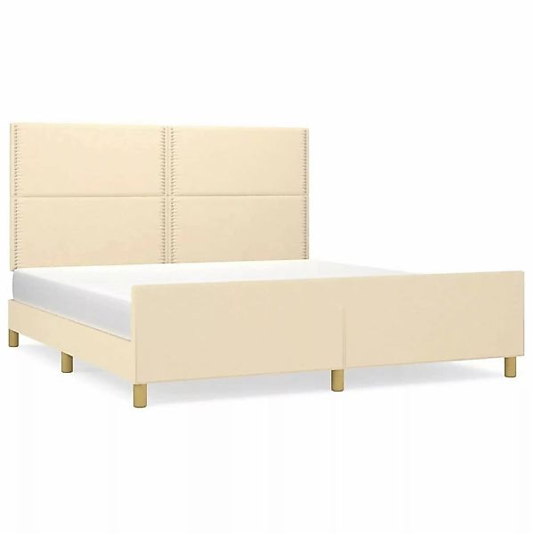 vidaXL Bettgestell Bettrahmen mit Kopfteil Creme 180x200 cm Stoff Bett Bett günstig online kaufen