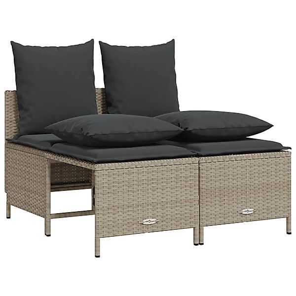 vidaXL 4-Tlg Garten-Sofagarnitur mit Kissen Hellgrau Poly Rattan 368385 günstig online kaufen