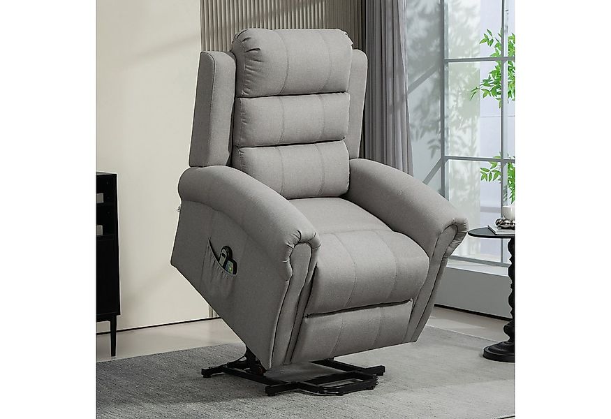 HOMCOM Massagesessel Sessel mit Aufstehhilfe, Fernsehsessel mit Leinenoptik günstig online kaufen