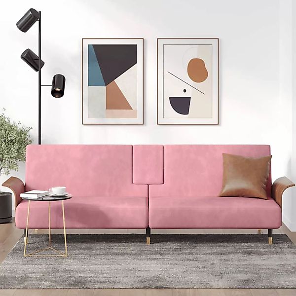 Vidaxl Schlafsofa Mit Getränkehaltern Rosa Samt günstig online kaufen