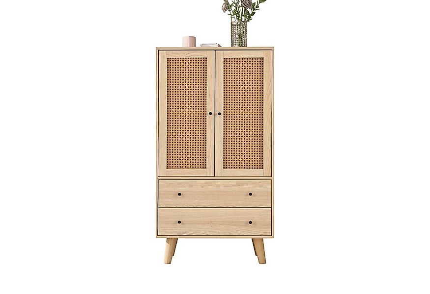 Sweiko Highboard, Sideboard mit Rattantüren und 2 Schubladen,Holzbeine,60*4 günstig online kaufen