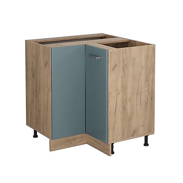 Vicco Eckunterschrank R-Line Blau-Grau/Goldkraft Eiche 76 cm ohne Arbeitspl günstig online kaufen