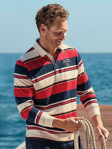 Hajo Rugbyshirt Rugbyshirt mit garngefärbtem Streifenmix allover in stay fr günstig online kaufen