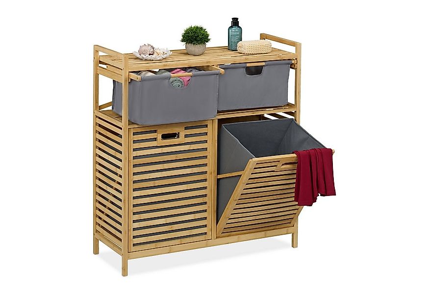 relaxdays Wäschekorb mit 2 Schublade günstig online kaufen