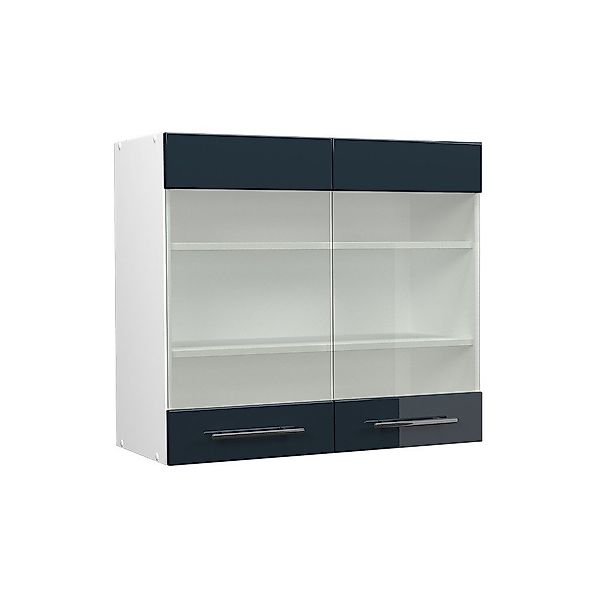 Vicco Glashängeschrank Fame-Line, Dunkelblau Hochglanz/Weiß, 80 günstig online kaufen