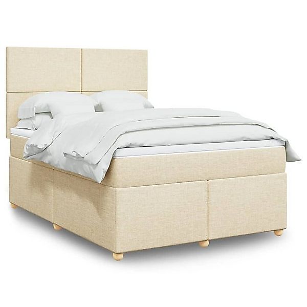 vidaXL Boxspringbett, Boxspringbett mit Matratze Creme 140x190 cm Stoff günstig online kaufen