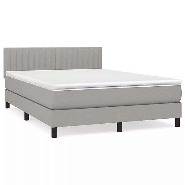 vidaXL Boxspringbett Boxspringbett mit Matratze Hellgrau 140x200 cm Stoff B günstig online kaufen