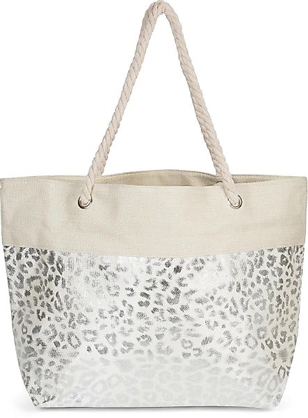 styleBREAKER Strandtasche Strandtasche mit metallic Leoparden günstig online kaufen