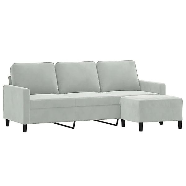 vidaXL 3-Sitzer-Sofa mit Hocker Hellgrau 180 cm Samt 3201055 günstig online kaufen