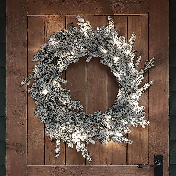 Lights4fun Adventskranz 60cm verschneiter Outdoor-Kranz mit Beleuchtung günstig online kaufen
