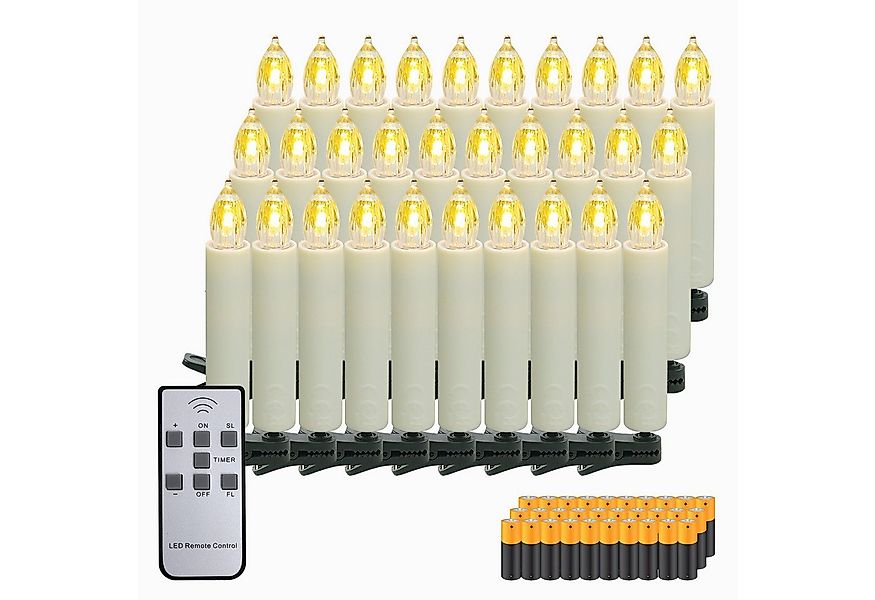 Gotoll LED-Christbaumkerzen 30er weihnachtsbaumkerzen kabellos mit Batterie günstig online kaufen