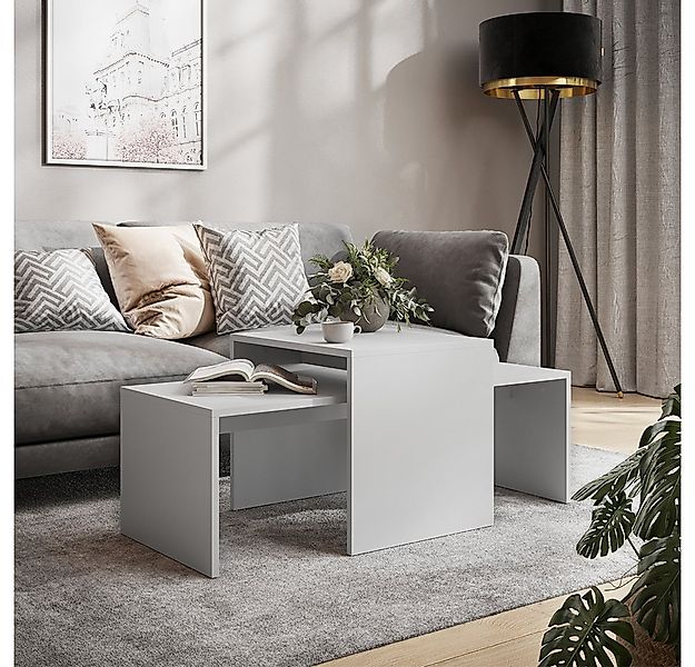 Vicco Couchtisch Donat, Weiß, 100 x 48 cm,2 Teile günstig online kaufen