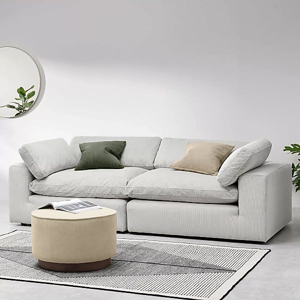 Samona 3-Sitzer Sofa, Kordsamt in Steingrau - MADE.com günstig online kaufen