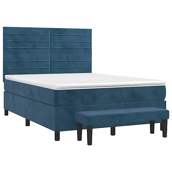 vidaXL Boxspringbett mit Matratze Dunkelblau 140x200 cm Samt 3137909 günstig online kaufen