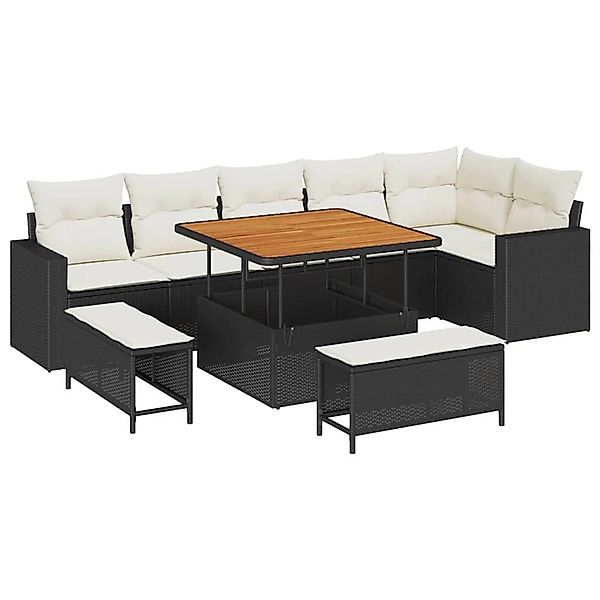 vidaXL Garten-Sofa-Set 9-Tlg Schwarz Poly Rattan 3361625 günstig online kaufen