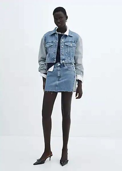 Zweifarbige Jeansjacke in Cropped-Länge günstig online kaufen