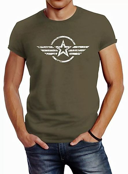 Neverless Print-Shirt Neverless® Herren T-Shirt Airforce Aufdruck Emblem Fa günstig online kaufen