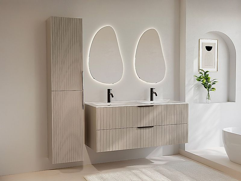 Hängeschrank fürs Badezimmer - Gestreift - Beige - 160 cm - DALIKO günstig online kaufen