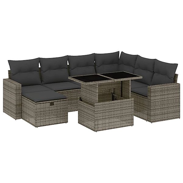 vidaXL 8-Tlg Garten-Sofagarnitur mit Kissen Grau Poly Rattan 3274840 günstig online kaufen