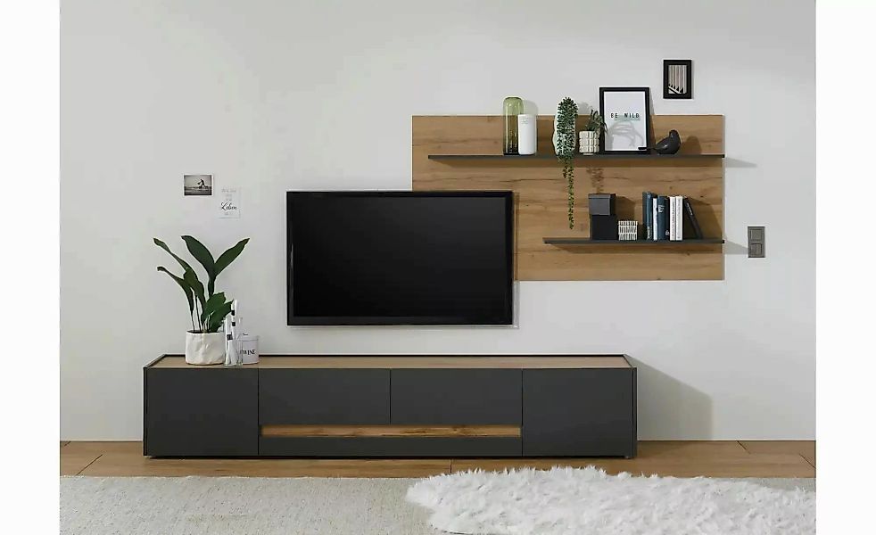 Wohnwand  Cande ¦ grau ¦ Maße (cm): B: 300 H: 45 Kommoden & Sideboards > Wo günstig online kaufen