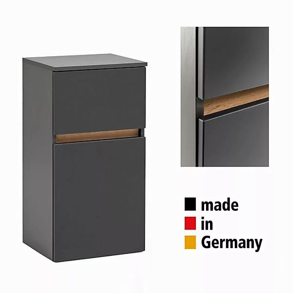 Unterschrank 40 cm breit VIDAGO-03 in graphit mit Absetzung in Wotan Eiche günstig online kaufen