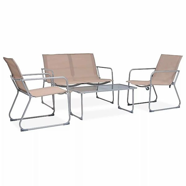 4-tlg. Garten-lounge-set Stoff Und Stahl Taupe günstig online kaufen