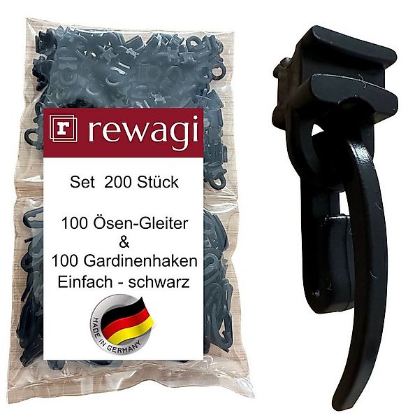 rewagi Gardinengleiter 100 Gardinenhaken Einfach & 100 Ösen-Gleiter SUW für günstig online kaufen