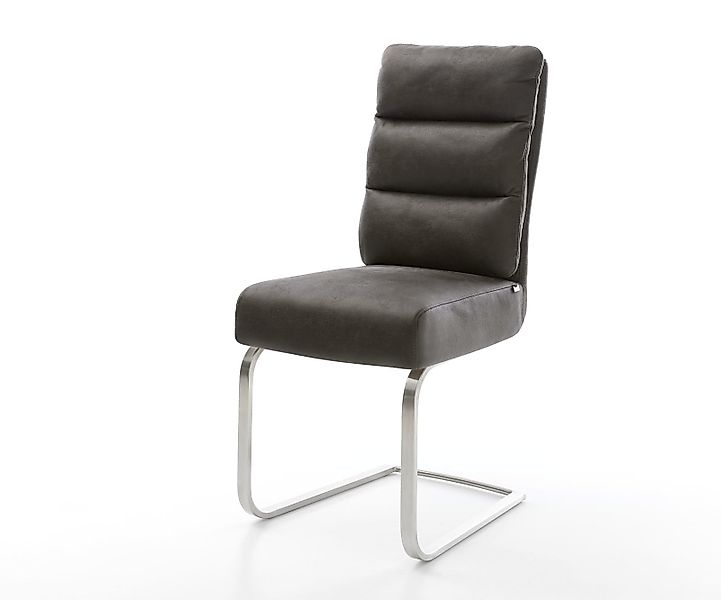 DELIFE Polsterstuhl Pela-Flex, Freischwinger flach Edelstahl Mikrofaser Ant günstig online kaufen