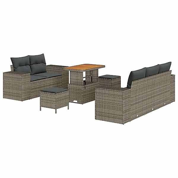 vidaXL Gartensofa-set mit Kissen mit Speicher 8-Tlg Grau Poly-Rattan 336390 günstig online kaufen