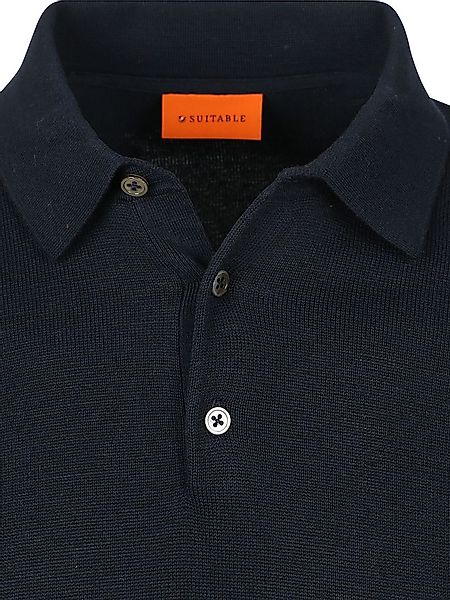 Suitable Longsleeve Poloshirt Flat Knit Navy - Größe 3XL günstig online kaufen
