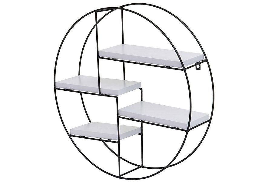 PROREGAL® Wandregal Wandregal rund 45x45x11cm 4 Böden Metall Holz Weiß Häng günstig online kaufen
