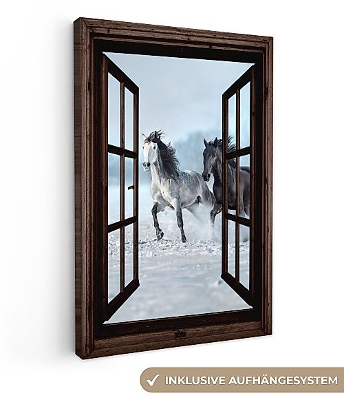 OneMillionCanvasses® Leinwandbild Pferde - Winter - günstig online kaufen