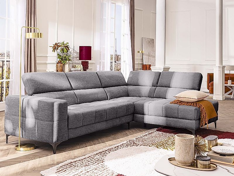 Eckrelaxsofa elektrisch - Ecke rechts - mit ausziehbarer Sitzfläche - Stoff günstig online kaufen