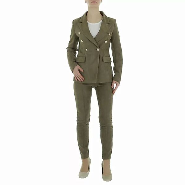 Ital-Design Anzug Damen Elegant (86365242) Knopfleiste Zweiteiler in Khaki günstig online kaufen