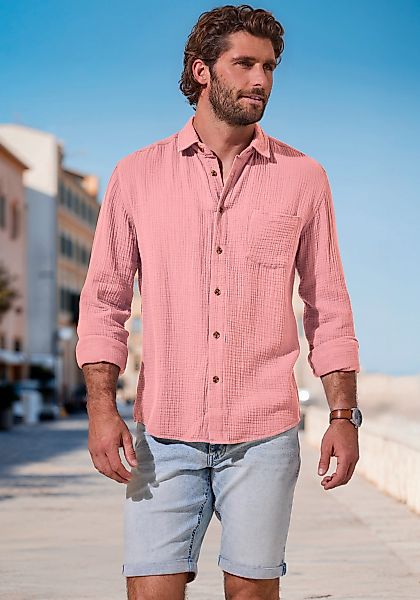 Beachtime "Regular fit" Langarm, Freizeithemd aus Musselin-Ware günstig online kaufen