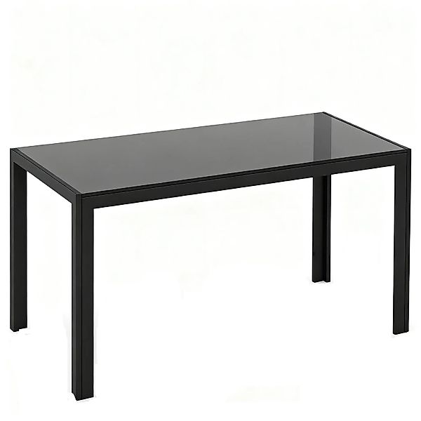 Costway Esstisch Glas 4 Personen Quadratischer 120 x 70 x 75 cm Schwarz günstig online kaufen