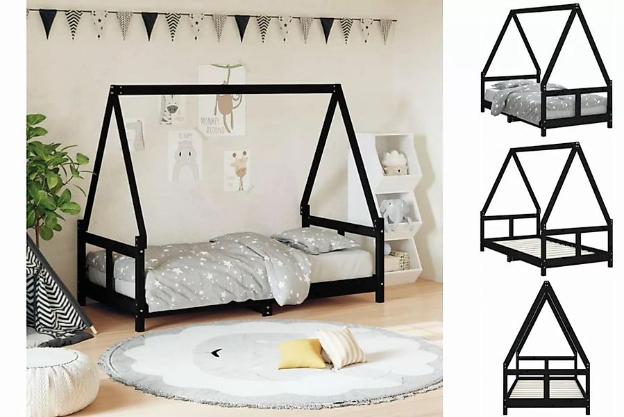 vidaXL Kinderbett Kinderbett Schwarz 80x160 cm Massivholz Kiefer günstig online kaufen