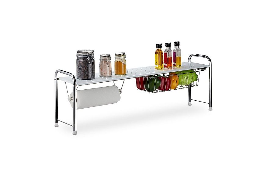 relaxdays Küchenregal Spülbeckenregal mit Küchenrollenhalter günstig online kaufen