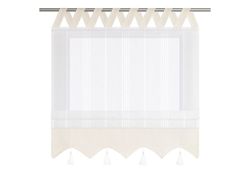 Delien Raffrollo Catrin, Leinenoptick mit V Schlaufen, abgesetzte Blende günstig online kaufen